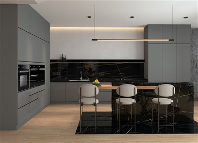 Luksuzne sive kuhinjske omare